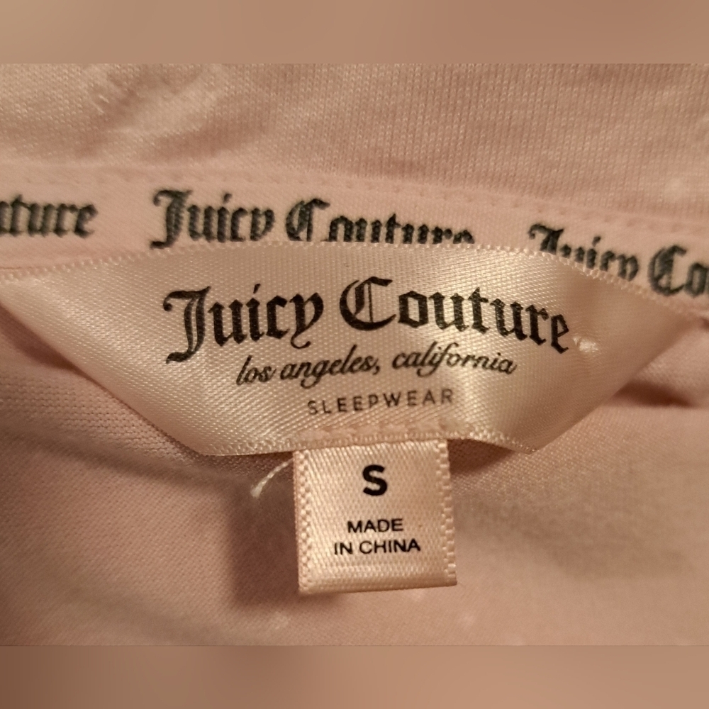 EUC Y2K Juicy Couture Pink Velour Bling Cozy Pajama Nightgown Sleep Top SZ S - Picture 7 of 8